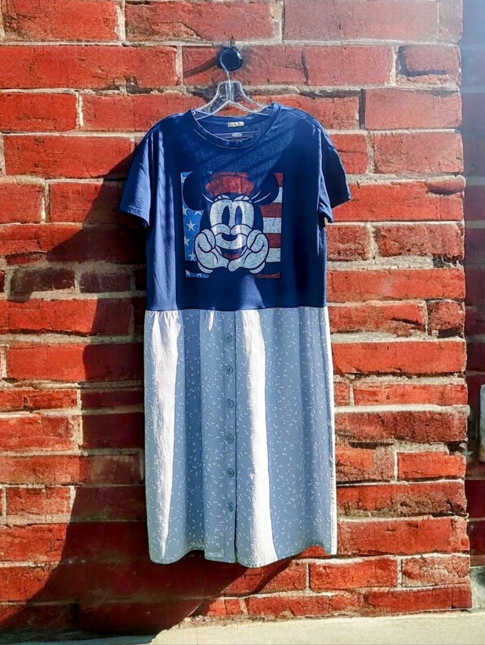 Upcycled Floral Minnie Mouse Tee Dress L XL